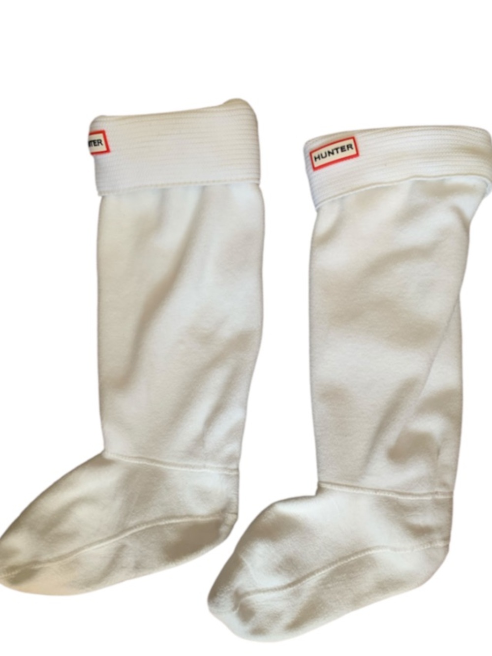 HUNTER White Tall Cable Knit Cuff Boot Socks Liners | Size L